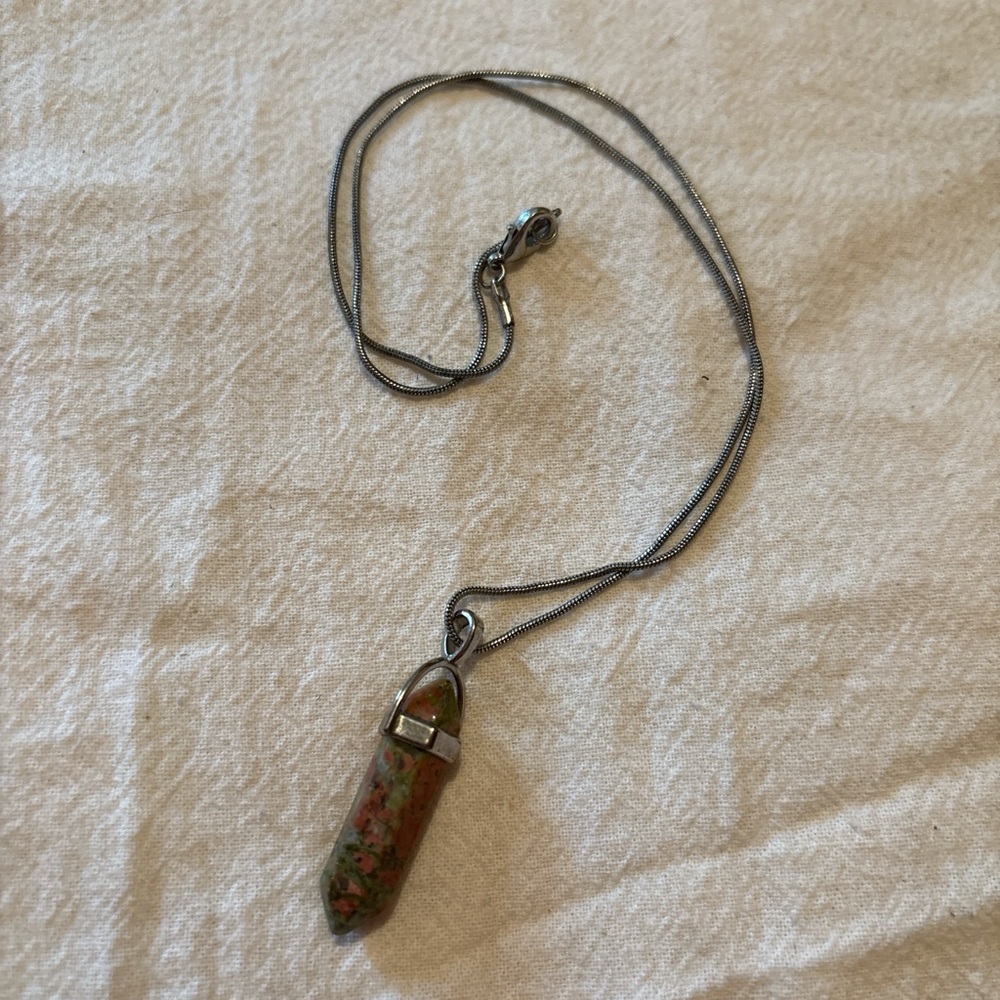 Unbranded Unakite Bullet Pendant Necklace